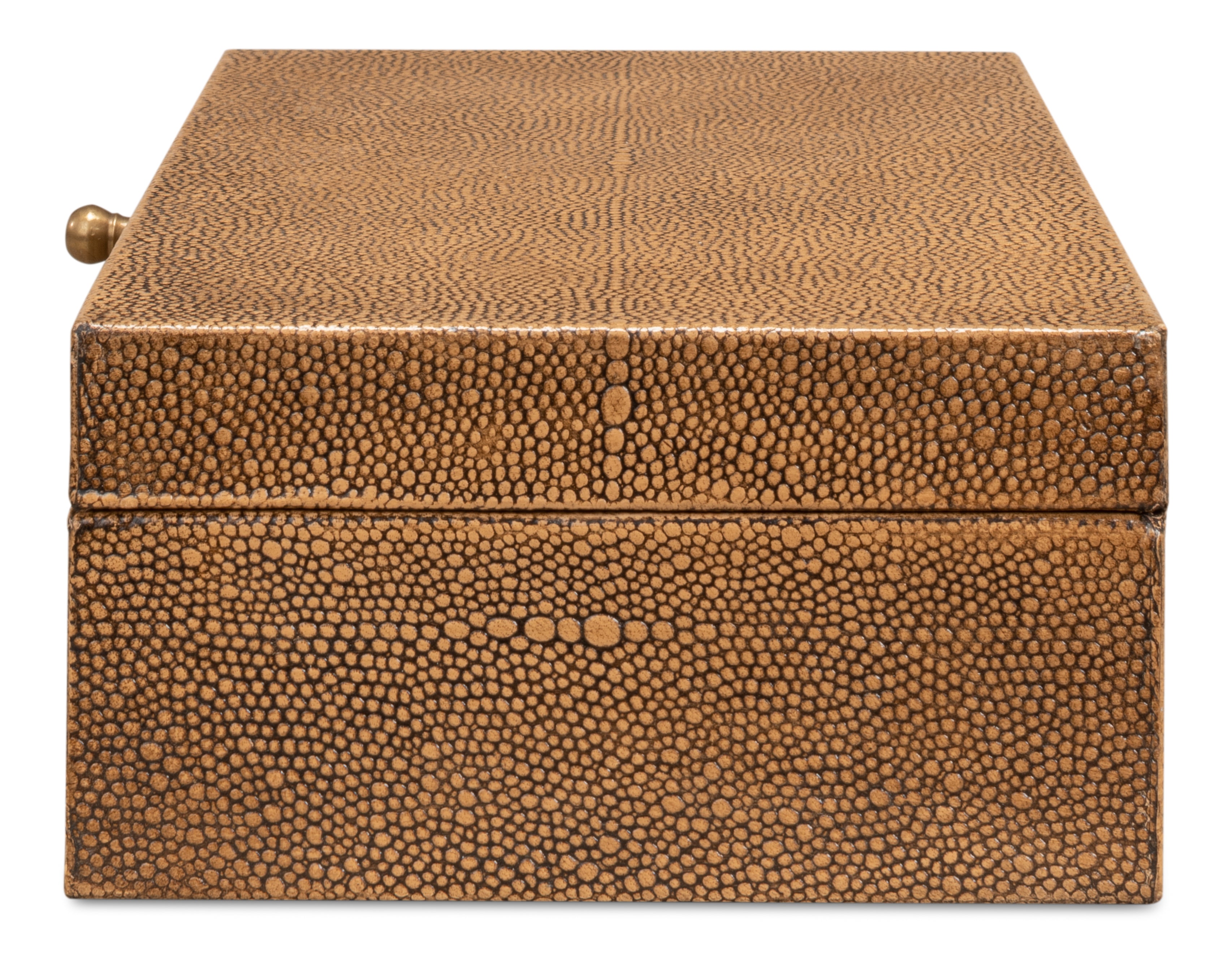 Shagreen Leather Box Set in Tawny Brown, Set of 2