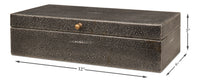 Shagreen Leather Box in Antique Gray, Set of 2
