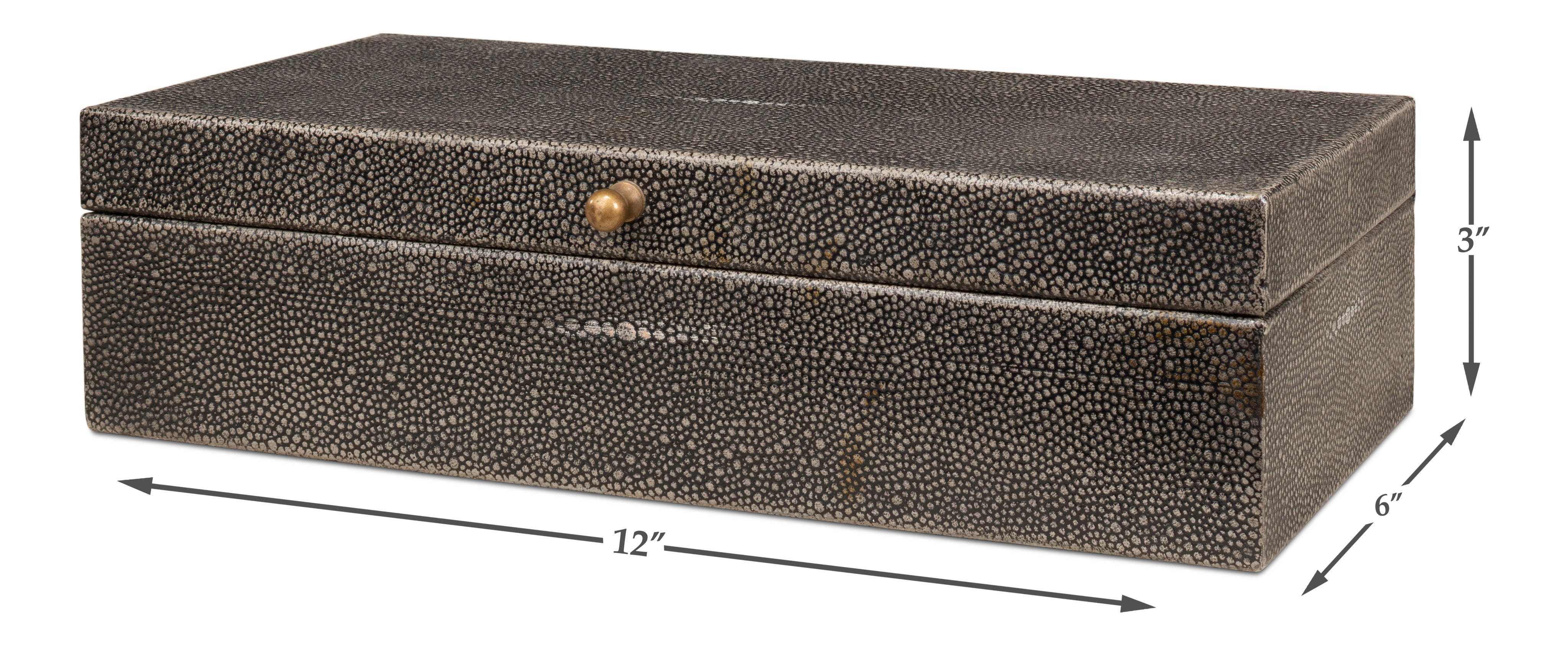 Shagreen Leather Box in Antique Gray, Set of 2