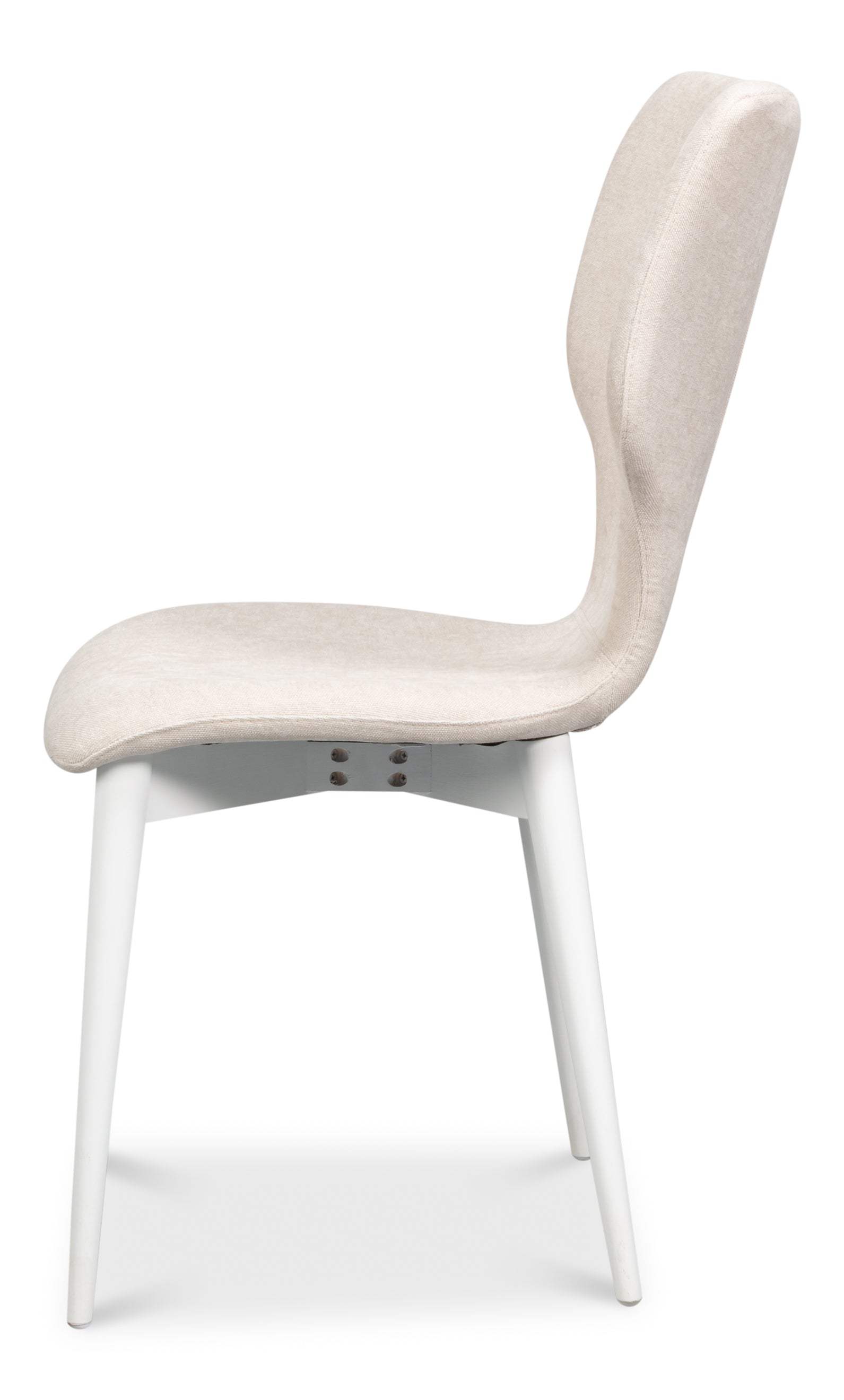Sculpted Mid-Century Dining Chair in Cream with White Legs - view 3