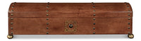 Dome-Top Leather Box with Brass Nailheads and Ball Feet