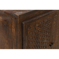 Corner view showcasing sideboard's craftsmanship and edges.