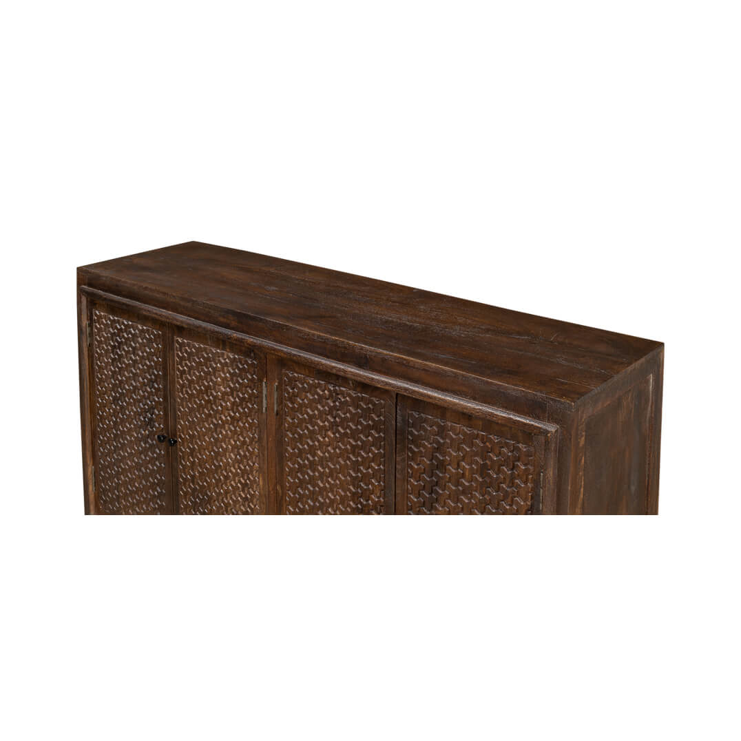 Top view highlighting the sideboard's rich wood finish.
