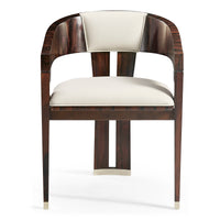 Art Deco-Inspired Dining Armchair with Ivory Leather front