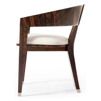 Art Deco-Inspired Dining Armchair with Ivory Leather side