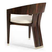 Art Deco-Inspired Dining Armchair with Ivory Leather rear angle