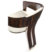 Art Deco-Inspired Dining Armchair with Ivory Leather back detail