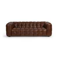 Channel-Tufted Leather Sofa