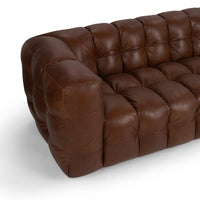 Channel-Tufted Leather Sofa, view 4