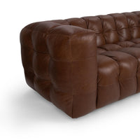 Channel-Tufted Leather Sofa, view 5