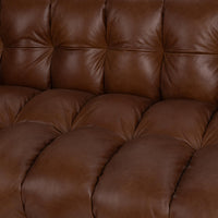 Channel-Tufted Leather Sofa, view 6