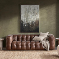 Channel-Tufted Leather Sofa, view 7
