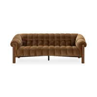 Channel-Tufted Sofa with Oak Frame - Bronze