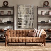 Channel-Tufted Sofa with Oak Frame - Bronze, view 5