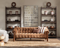 Channel-Tufted Sofa with Oak Frame - Bronze, view 7