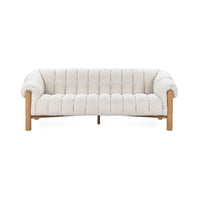 Channel-Tufted Sofa with Oak Frame - Cream