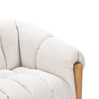 Channel-Tufted Sofa with Oak Frame - Cream, view 4