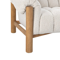 Channel-Tufted Sofa with Oak Frame - Cream, view 5