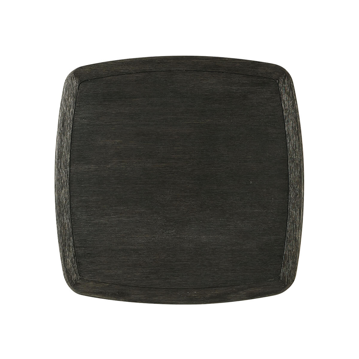 Top view of square modern side table, charcoal color.