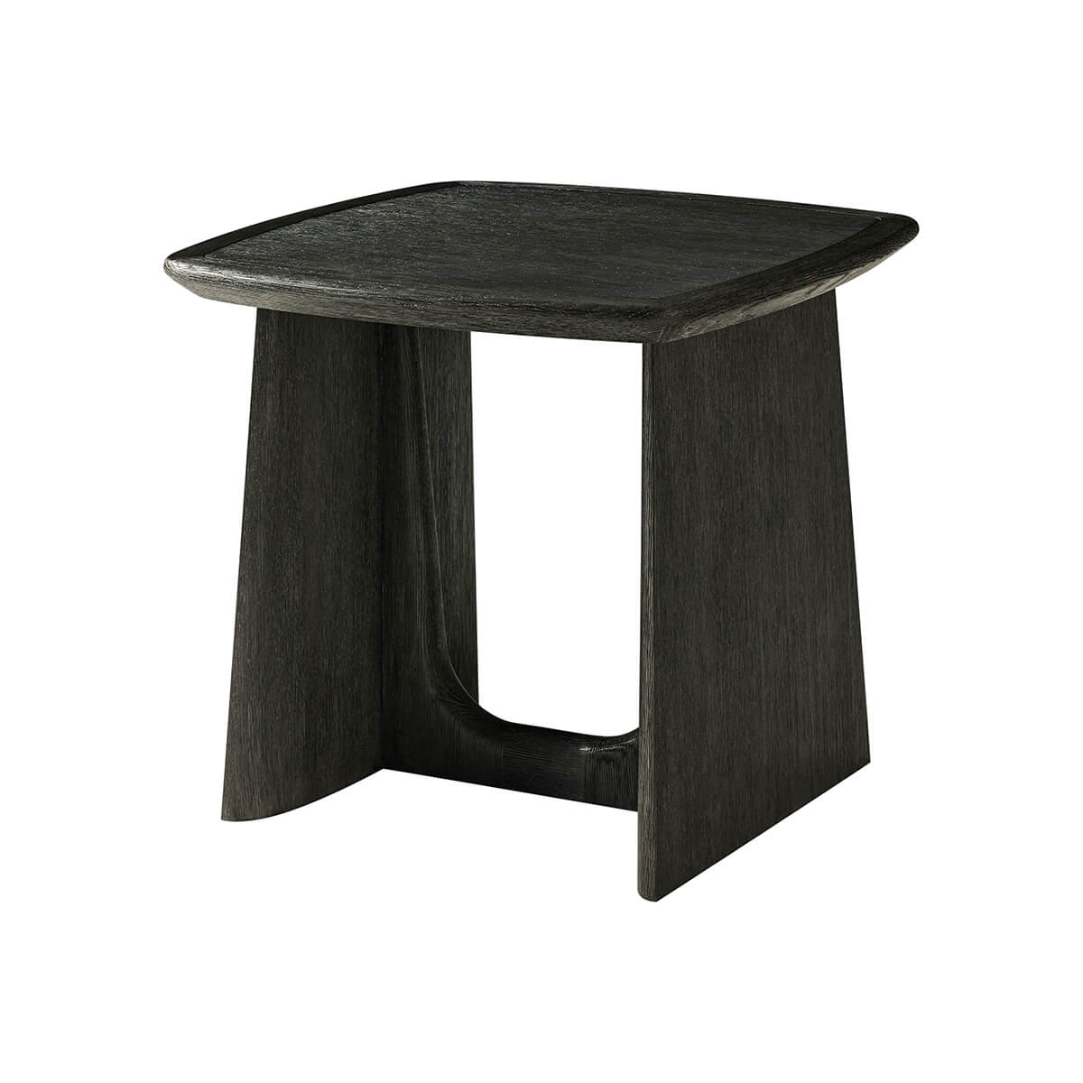 Modern side table, dark finish, angled front view.