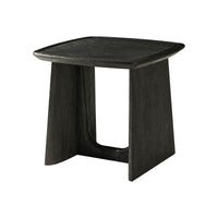 Modern side table, dark finish, angled front view.
