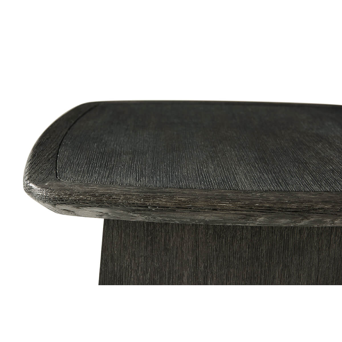 Close-up of modern side table, edge and surface detail.