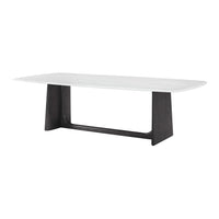 Side view of charcoal oak modern dining table.