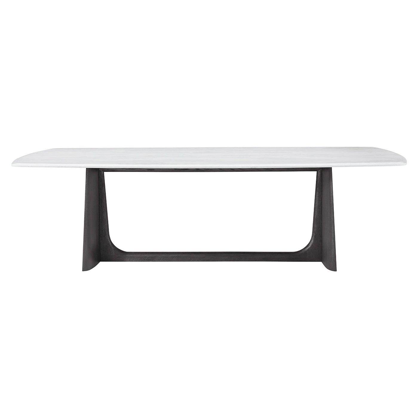 Front view of quartz top dining table.