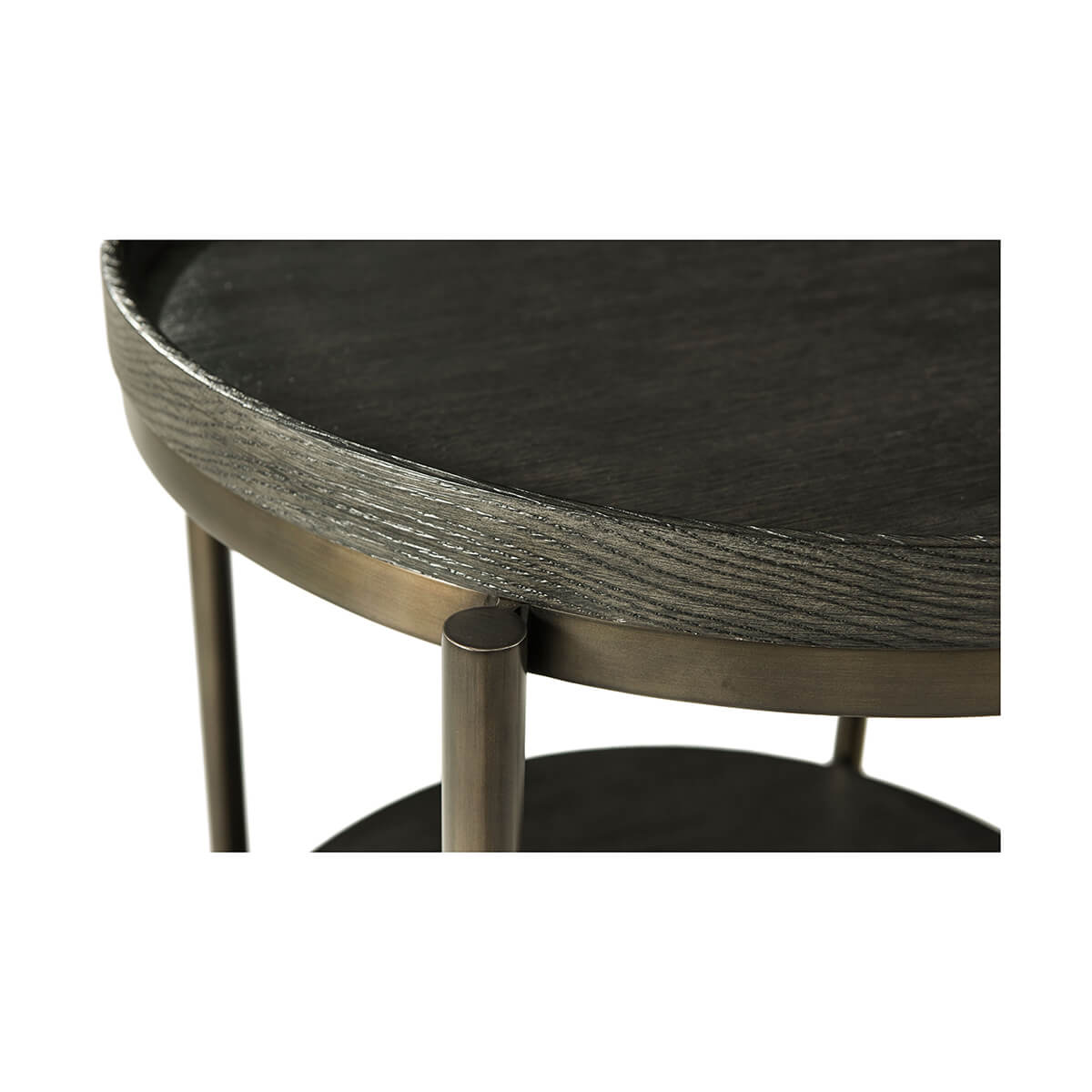 Detail of charcoal oak table top and frame connection.