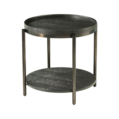 Charcoal Oak Round Side Table