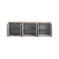 Interior view of French Grey Sideboard, shelves detailed.