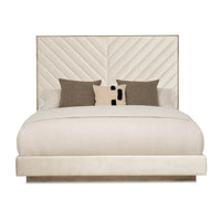 Front view of Chevron Tufted Upholstered King Bed.