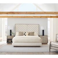 Chevron Tufted King Bed in styled bedroom setting.
