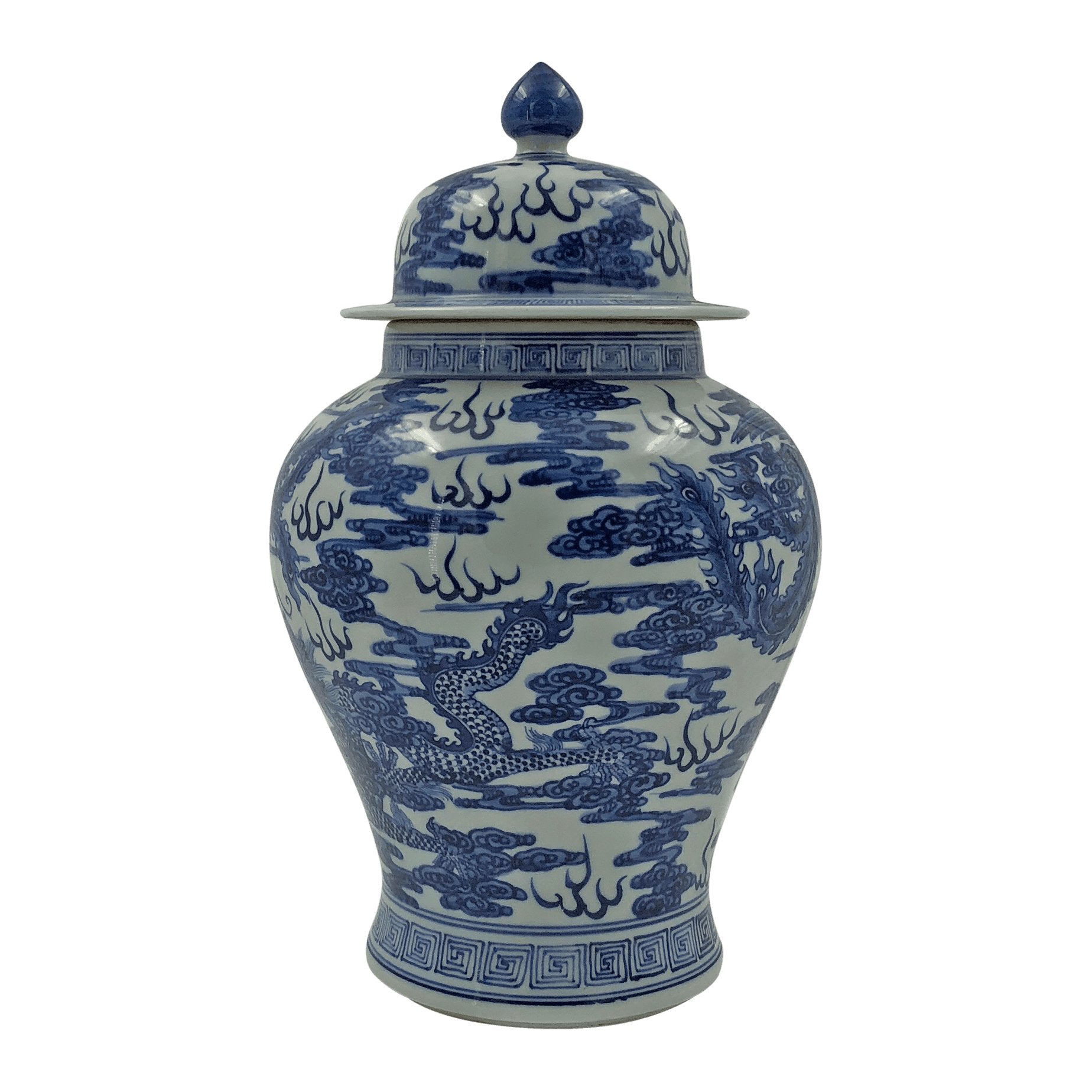 Chinese Blue and White Dragon Ginger Jar - English Georgian America
