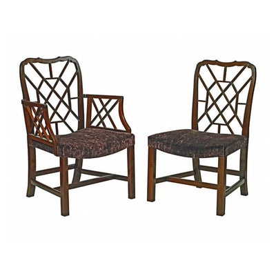 Pair of Chinese Chippendale Cockpen dining chairs.
