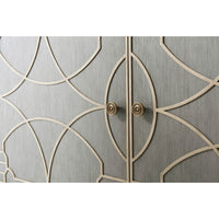 Close-up of painted cabinet door details.