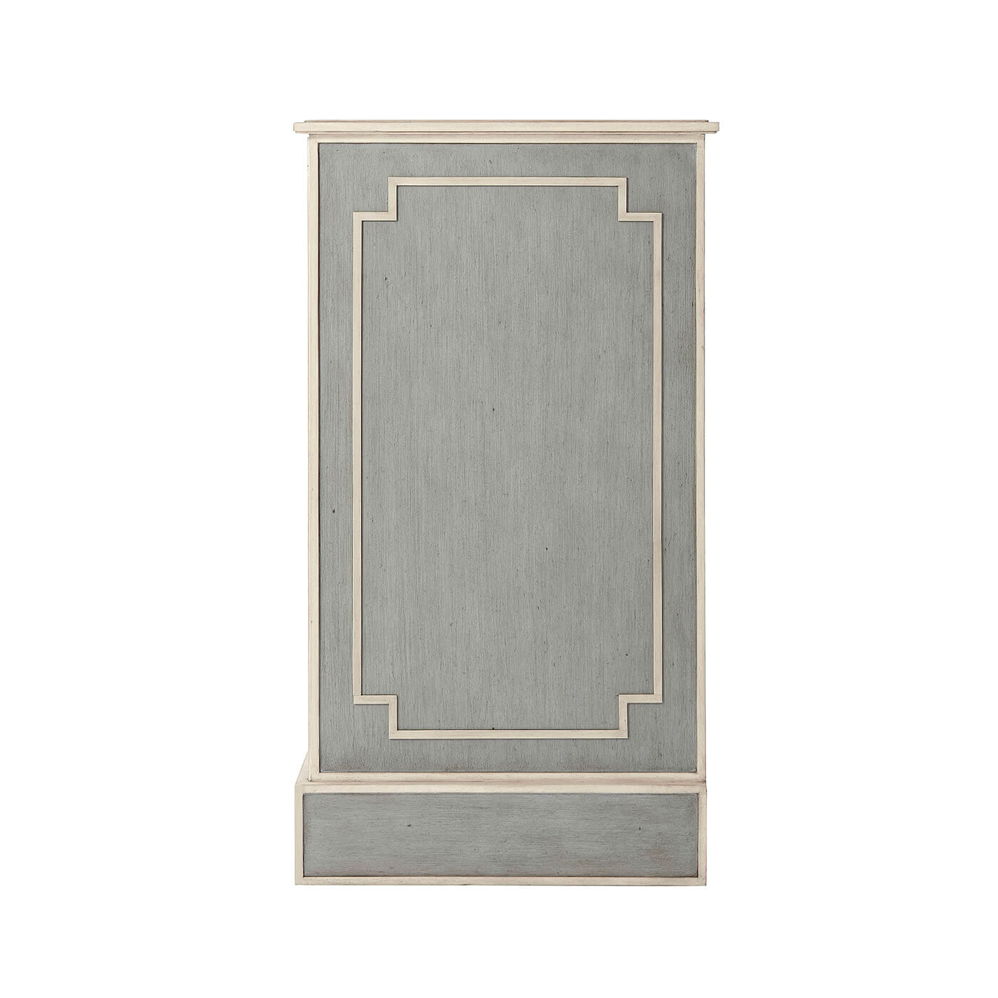 Side view of Chinese Chippendale painted chest of drawers.