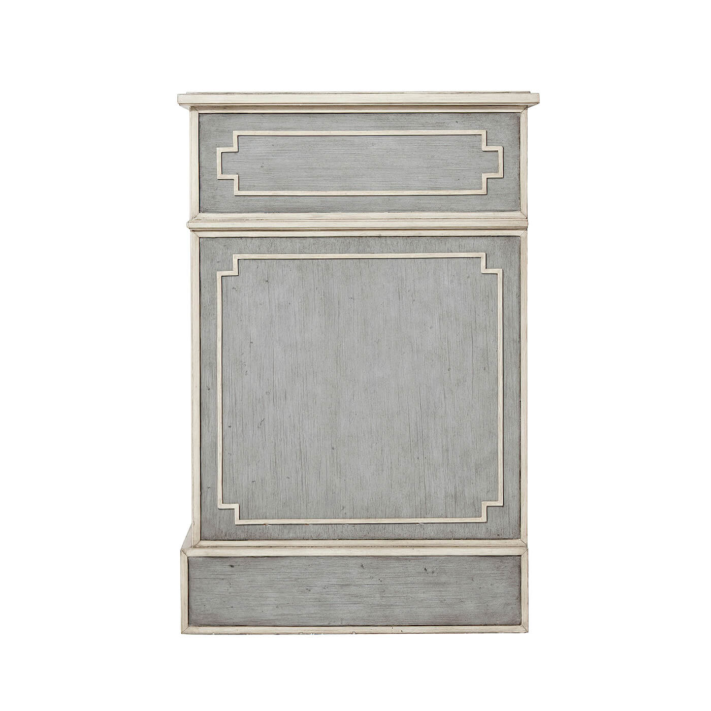 Side view of Chinese Chippendale nightstand, decorative panel.