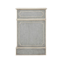 Side view of Chinese Chippendale nightstand, decorative panel.