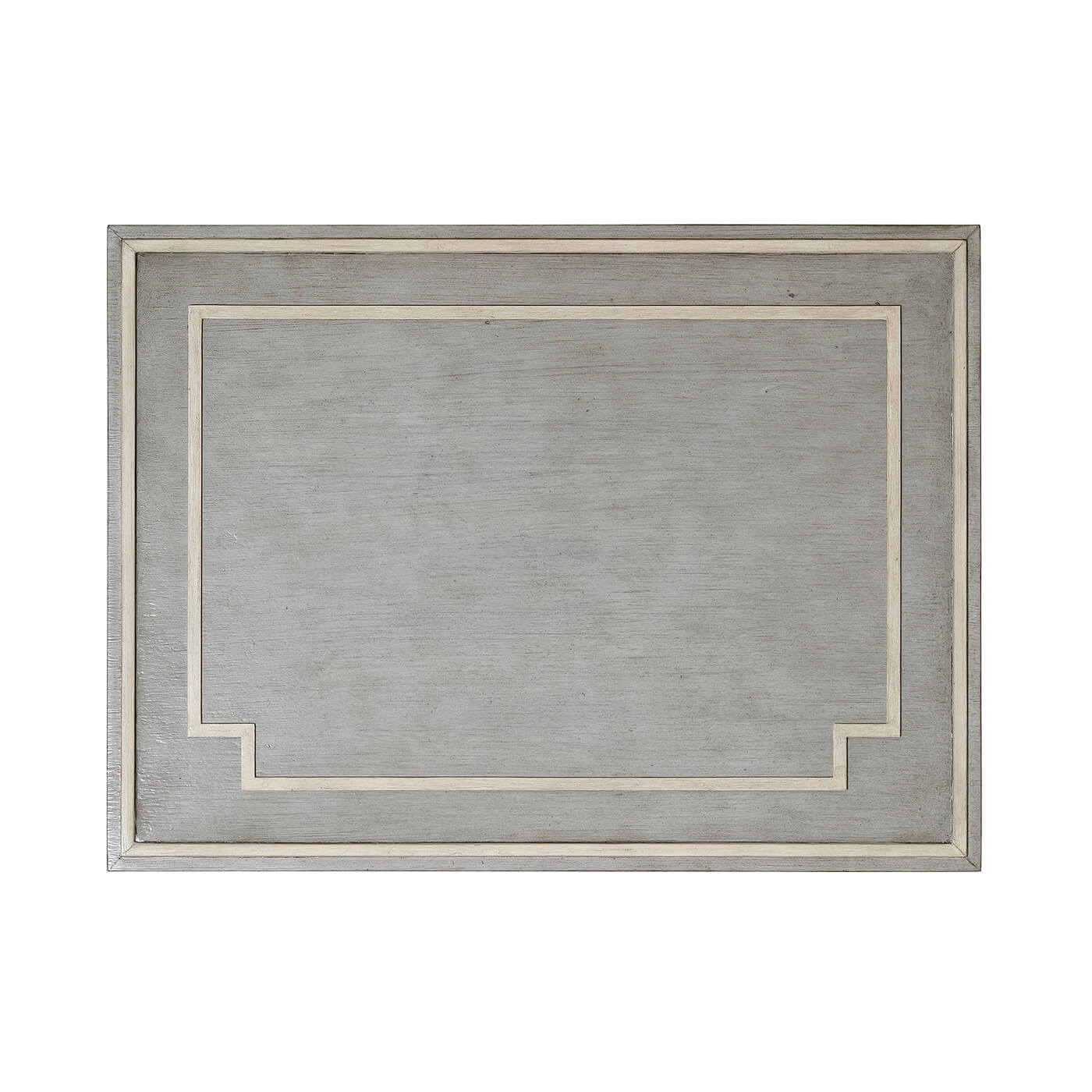 Top view of Chinese Chippendale nightstand, bordered surface.