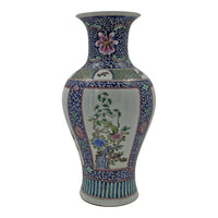 Porcelain vase displaying floral artwork and decorative patterns