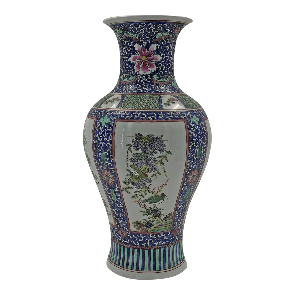 Chinese porcelain vase with floral and bird panel design