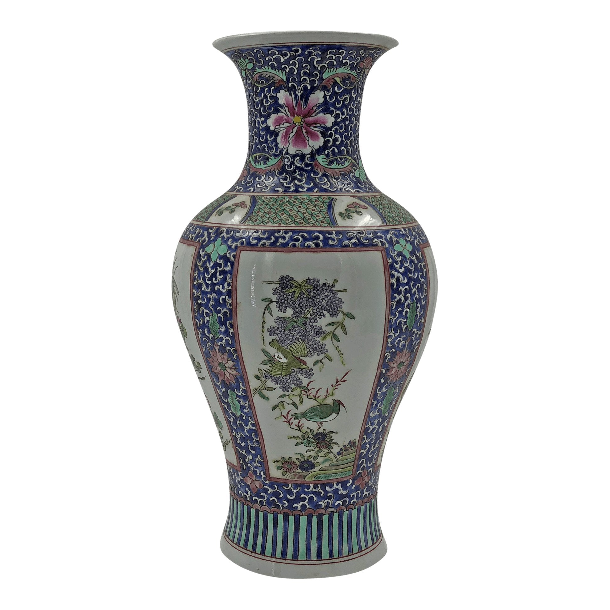 Chinese porcelain vase with floral and bird panel design