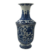 Blue and white porcelain vase featuring dragon motifs.