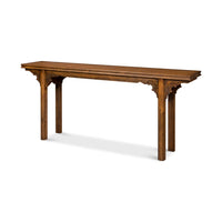 Side view of Ming style carved console table.