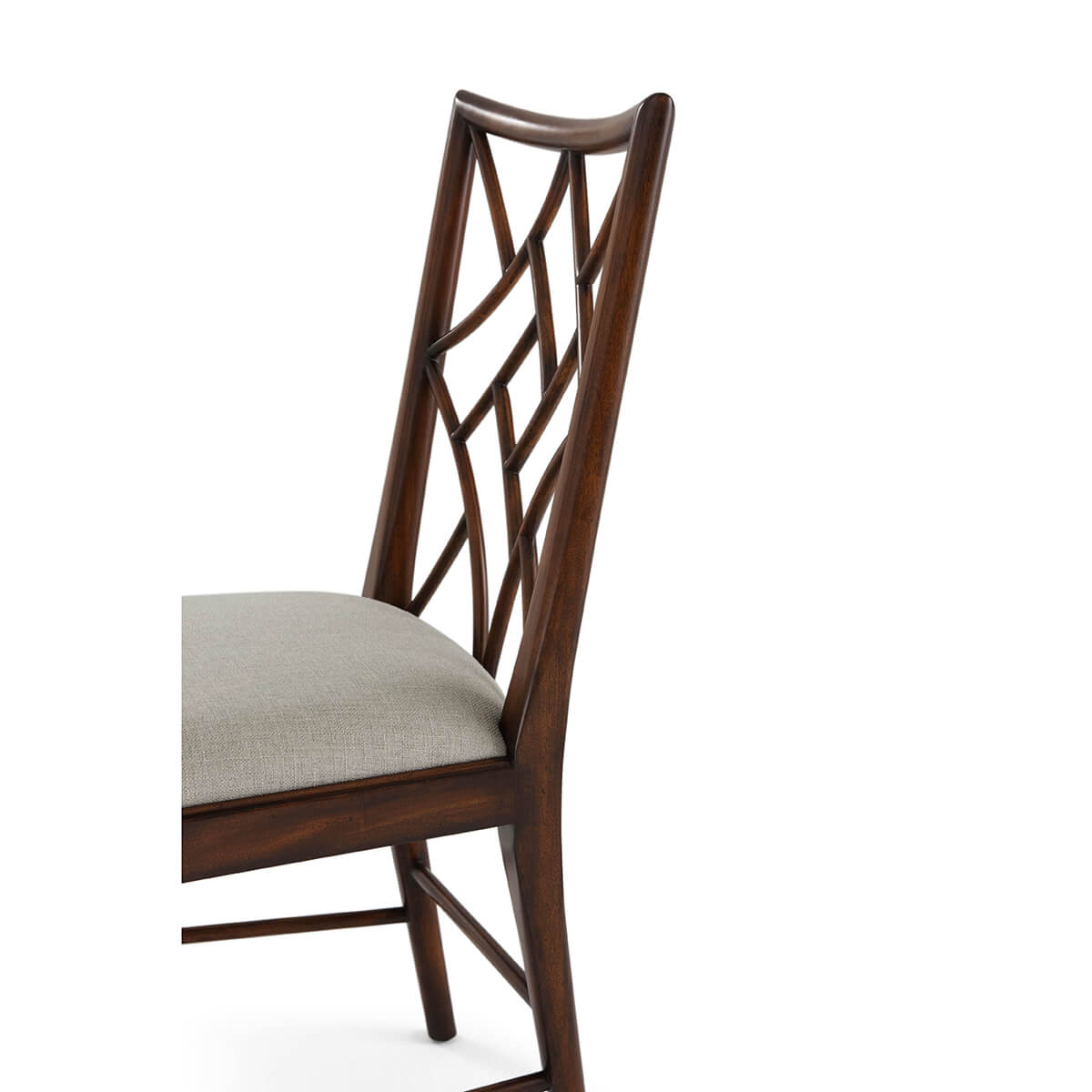 Close-up of Chinoiserie chair back with intricate design.
