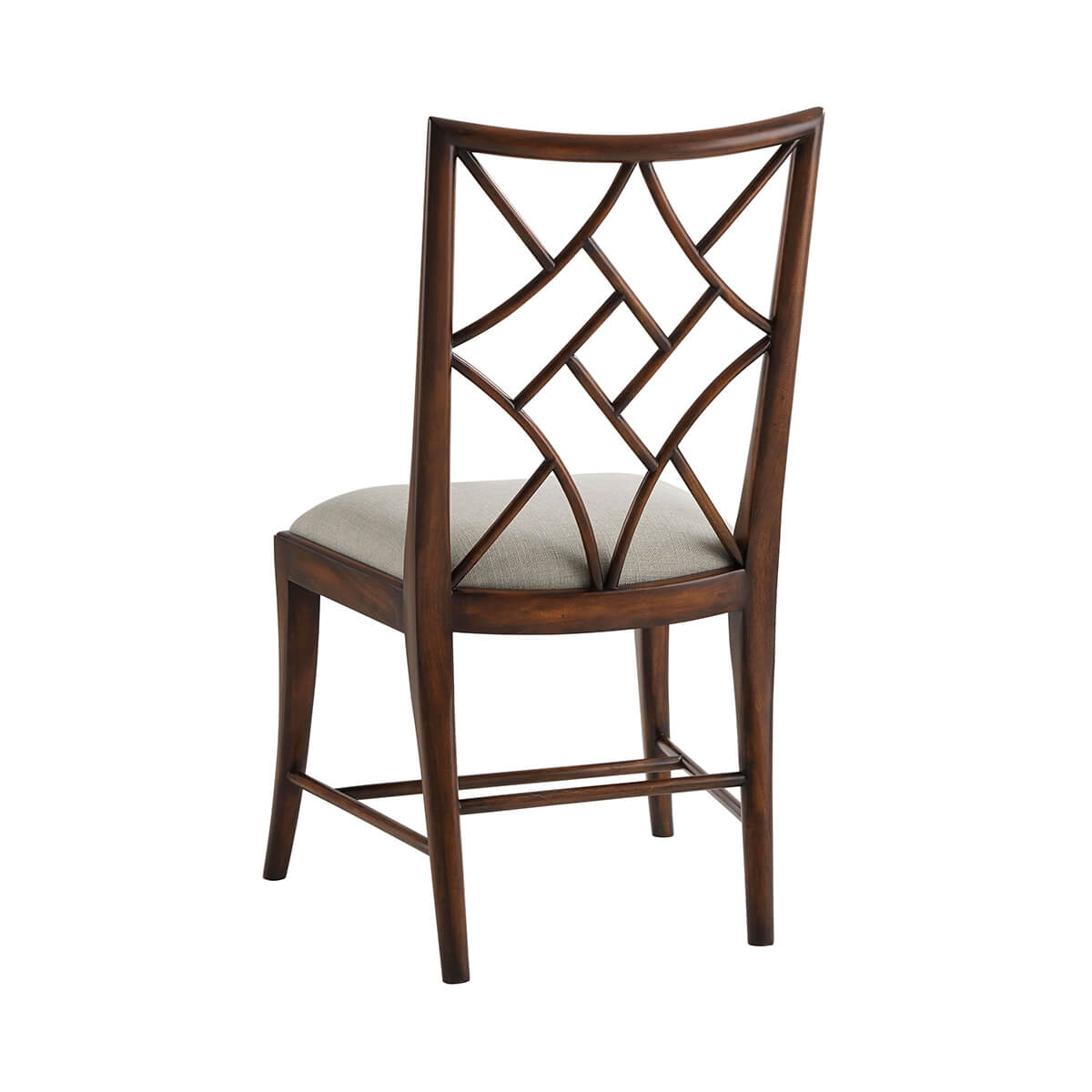 Back view of Chinoiserie dining chair with decorative design.