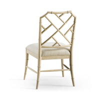 Back view of Chippendale bamboo dining chair, light oak.