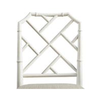 Close-up of geometric back design on dining chair.