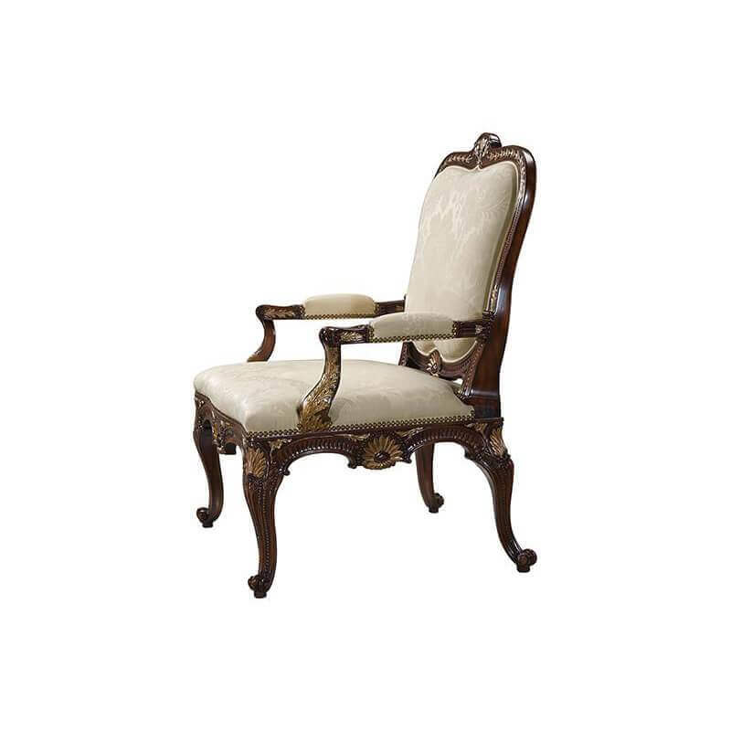 Side view of Chippendale carved armchair, elegant woodwork.